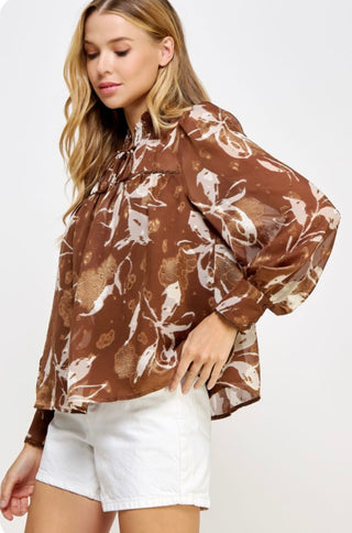 Brown Long Sleeve Top