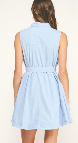 Blue Mini Shirt Dress