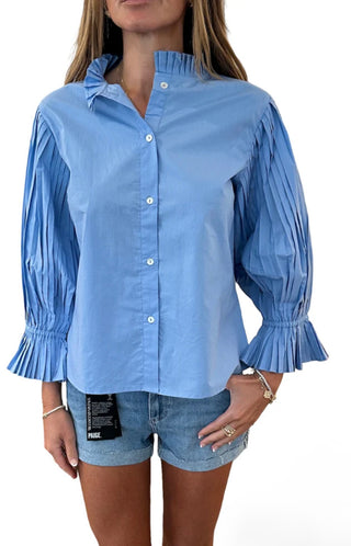 Kendall Pleated Blouse, Blue
