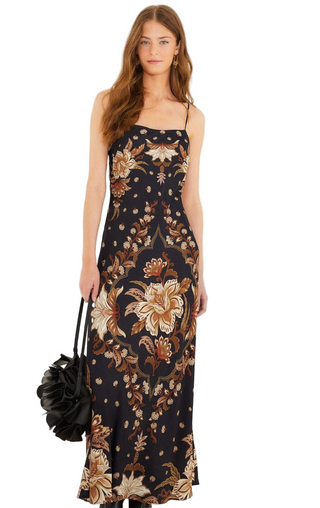 Majestic Garden Black Slip Dress