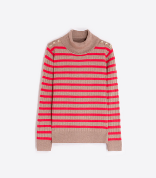 Red and Beige Turtleneck