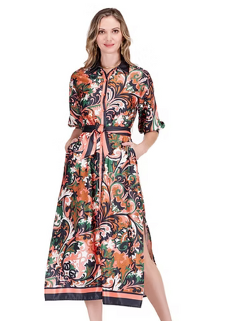 Autumn Scroll Maxi Dress