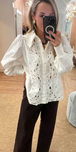 Off White Embroidered Shirt