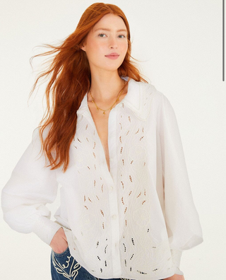 Off White Embroidered Shirt