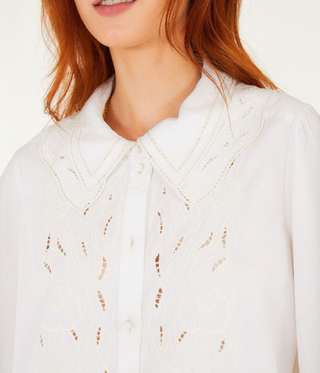 Off White Embroidered Shirt