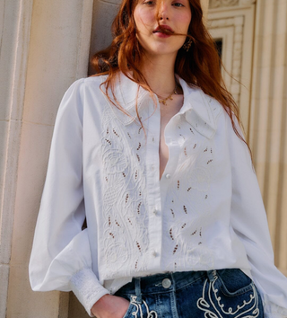 Off White Embroidered Shirt