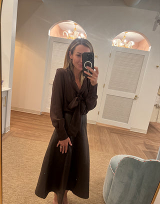 Victoria Vegan Leather Chocolate Skirt