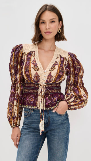 Blouse, Embroidered Sand