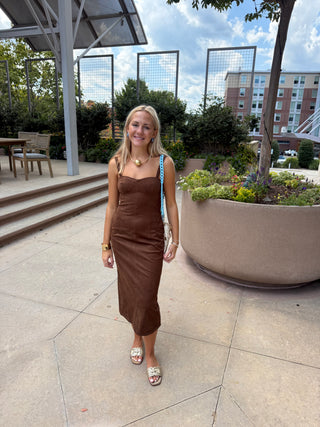 Olivia Suede Midi Dress