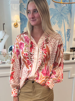 Floral Oversize Scarf Shirt