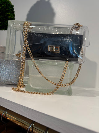 Clear Cross Body Bag, Black
