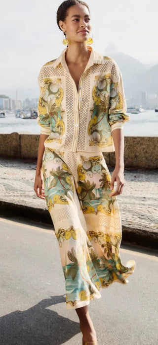 Royal Sea Crochet Midi Skirt