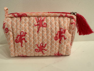 Medium Pink Monkey Cosmetic Bag