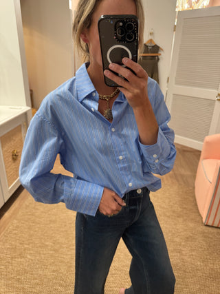 Blue Stripe Crop Blouse