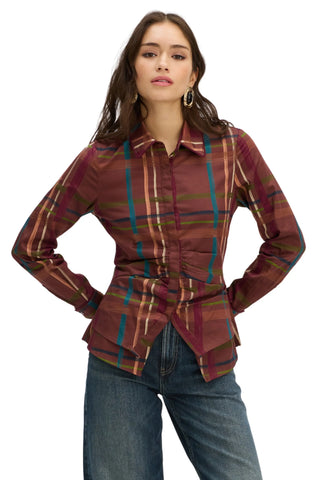 Kinsley Button Down, Brown Plaid