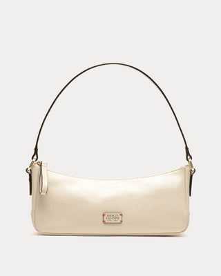 Mia Crinkled Leather Leather Bag in Oyster