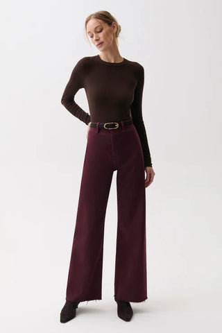 Penny High Rise Wide Leg Jean in Claret