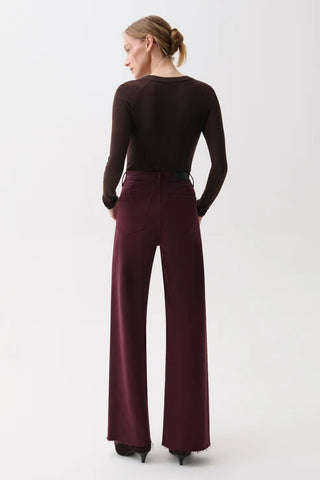 Penny High Rise Wide Leg Jean in Claret