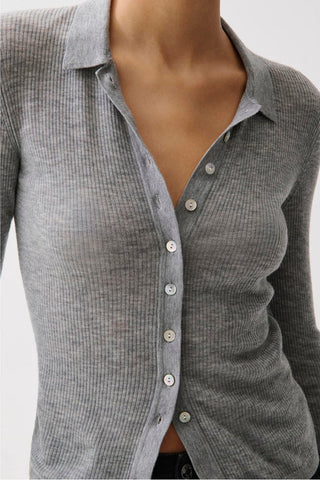 Korey Merino Cardigan in Charcoal