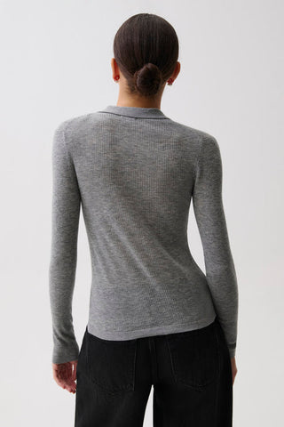 Korey Merino Cardigan in Charcoal