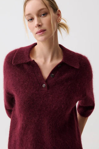Nadya Polo Sweater in Cherry Wine