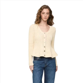Elina Peplum Cardigan in Prosecco