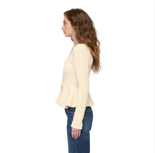 Elina Peplum Cardigan in Prosecco
