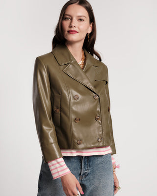 Moto Jacket Faux Leather in Olive
