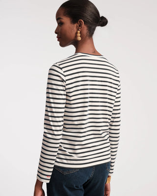 Long Sleeve Striped T Shirt, Oyster/Black