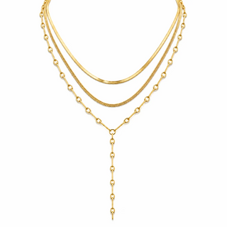 Anarosa Layered Lariat Necklace in Gold