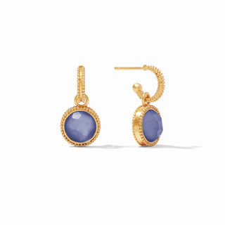 Fleur-de-Lis Hoop & Charm Earring, Tanzanite Blue