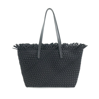 Black Woven Open Bag