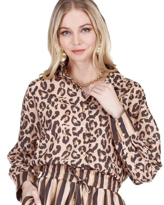 Brown Leopard Over Size Blouse