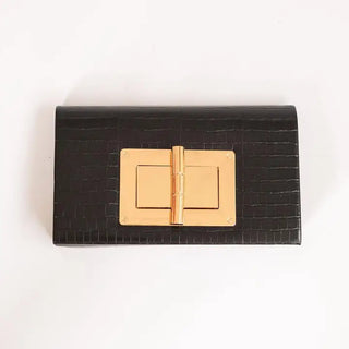 Black Lillian Croc Clutch
