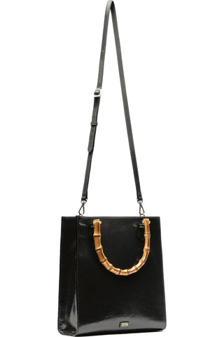 Nan Tote Crinkled Leather in Black
