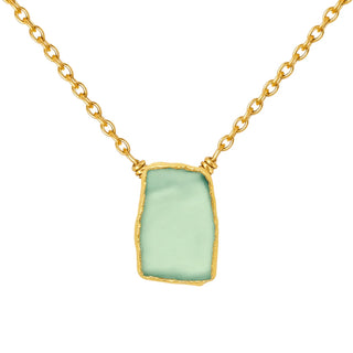 SPS | Gold Filled Slice Necklace Green Chalecdony