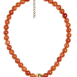 Winnie Quartz Beaded Necklace, Orange