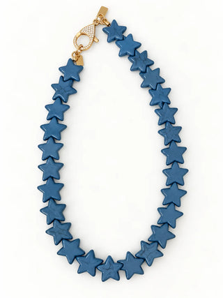 Large Star Necklace in Dusty Blue