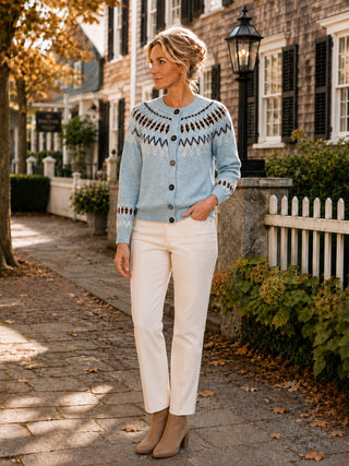 Willa Fair Isle Cardigan, Sky