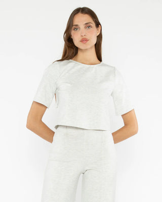Ponte Knit Short Sleeve Top, Heather