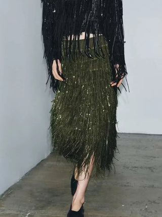 Fringe Maxi Skirt