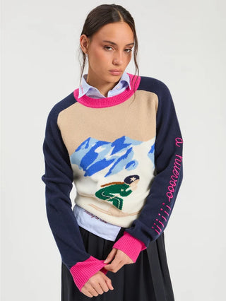 Ecru & Navy Ski Sweater