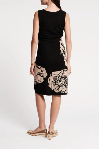 Swan Shift Dress in Black Chrysanthemum