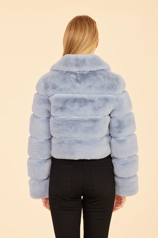 Blue Faux Fur Paneled Jacket