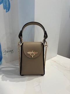 Bee Phone Crossbody, Dark Taupe