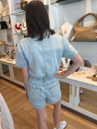 Light Denim Short Jumpsuit