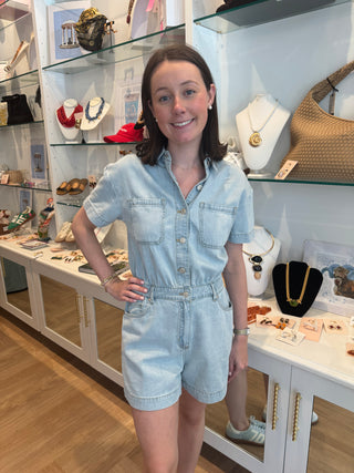 Light Denim Short Jumpsuit