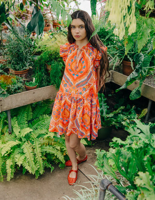 Edith Dress, Jupiter Print Orange
