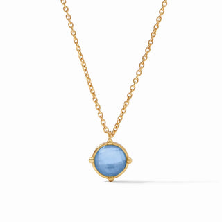 Honeybee Solitaire Necklace, Chalcedony Blue