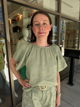 Soft Green Linen Blouse